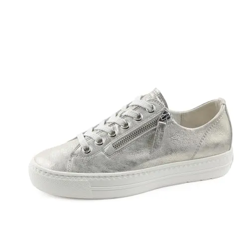 Paul Green Leder Sneaker Metallic Silver in silber von Paul Green