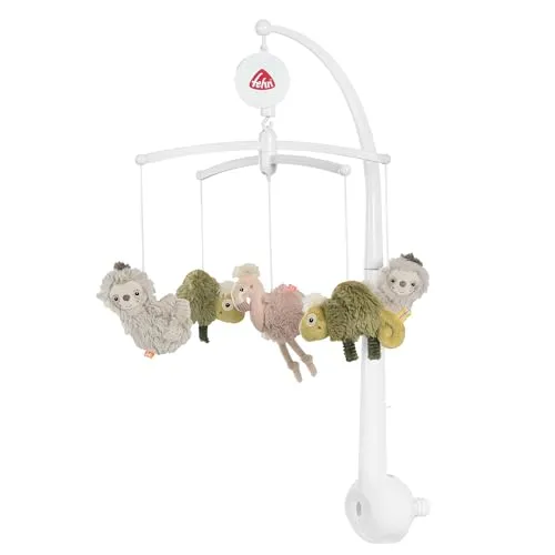 Fehn Musik-Mobile Lazy, Crazy & Pink - Buntes Musik-Mobile für Babys, fördert die visuelle und auditive Entwicklung mit sanften Melodien und niedlichen Motiven.