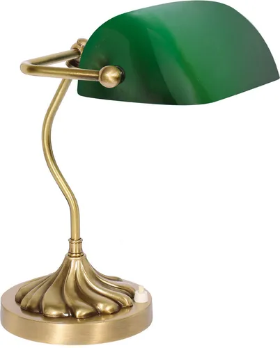 Bankerlampe Tischleuchte Jugendstil 29 cm aus Messing und Glas