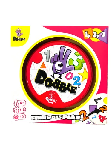 Zygomatic Dobble 1,2,3 - Das schnelle Kartenspiel für die ganze Familie - Gesellschaftsspiel für 1-5 Spieler ab 3 Jahren. In dieser nachhaltigen Auflage müsst ihr schnell die gleichen Zahlen oder Formen finden und benennen. Ideal für spannende Spielrunden!