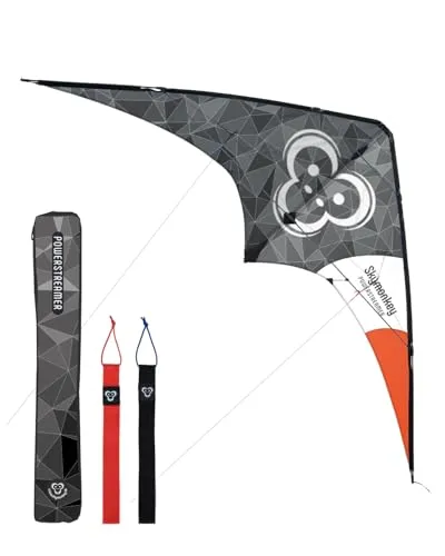 Skymonkey Powerstreamer XXL Lenkdrachen - thundergrey, 2-Leiner - Drachen: Kraftvoller XXL Lenkdrachen mit 212 cm Spannweite, ideal für Fortgeschrittene und sofort flugbereit. Robustes 40D Nylon, Dyneema Leinen und Kohlefaser-Gestänge für optimale Leistung.
