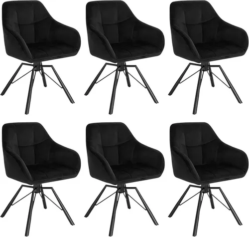 Woltu Polsterstuhl (6 St) - Drehbar mit Armlehnen - Polsterstühle für Esszimmer, 360° drehbar und ergonomisches Design für optimalen Komfort. Hochdichte Schaumstoffpolsterung und verstellbare Fußpads schützen Ihren Boden.
