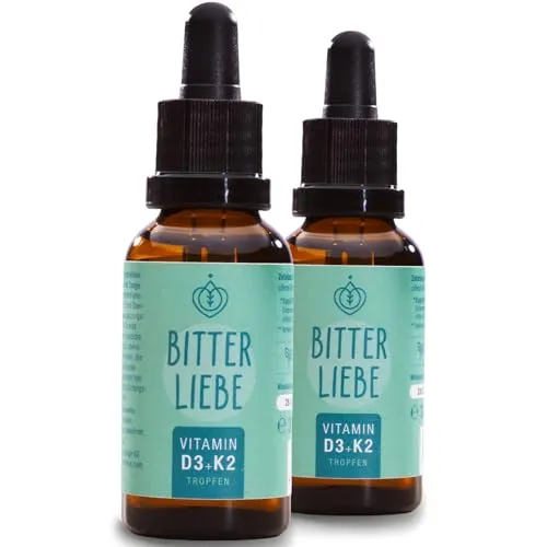 BitterLiebe Vitamin D3 K2 Tropfen hochdosiert und vegan - K2 Vitamin und hoch bioverfügbare Vitamin D3 - für starke Knoche und Immunsystem, fördert Herz-Kreislauf-System und Muskelgesundheit (2)