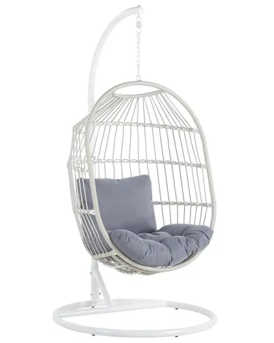 BELIANI Hängesessel Weiß mit Metallgestell und Kissen von Beliani