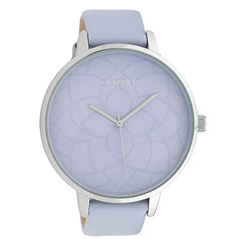Oozoo Damenuhr Flieder 48 MM mit Lederband - Armbanduhren für Damen, elegante Analog-Uhr mit violettem Lederarmband und 2 Jahren Herstellergarantie – ein stilvolles Accessoire für jeden Anlass.