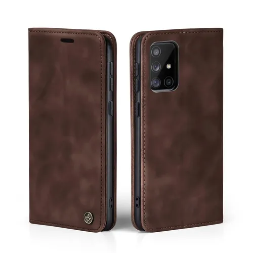 Handy Hülle für Samsung Galaxy A71 Klapp Magnet Smartphone Cover Case Braun
