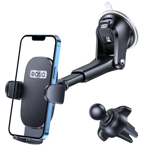 OQTIQ Handyhalterung Auto Saugnapf, Handyhalter Scheibe, 360° Drehbar Car Phone Holder Mount für Windschutzscheibe Armaturenbrett EIN-Knopf-Release Lüftung für iPhone Samsung