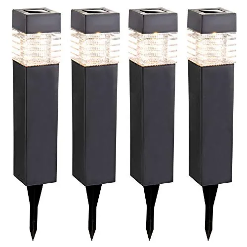 4er Set LED Solar Erdspieß Leuchten für Garten - IP44 geschützte Solarleuchten für den Außenbereich, ideal für Wege, Terrasse und Blumenbeete – umweltfreundlich und energieeffizient.