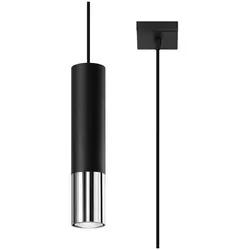 Sollux SL.0940 Pendelleuchte LOOPEZ 1 schwarz/Chrom - Lampen: Elegante Pendelleuchte mit modernem Minimalismus, kombiniert mattschwarzes Design mit glänzendem Chrom für stilvolle Raumbeleuchtung.