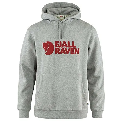 Fjällräven Herren Logo Hoodie, Grey/Melange, XXL - Outdoor Hoodie aus 100% Bio-Baumwolle, mit gemütlicher Kapuze und praktischer Kängurutasche, nachhaltig produziert ohne PFAS.