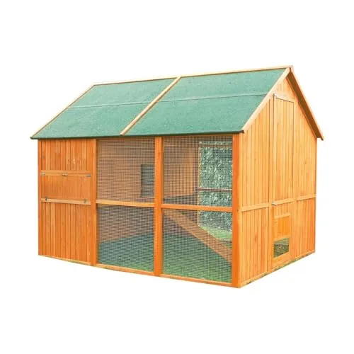 Hühnerstall Norway – Wetterfester Holz-Hühnerstall mit Voliere für 10–12 Hühner