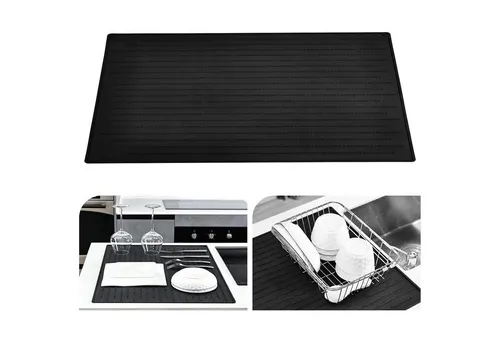 Abtropfmatte Silikon Rutschfest Hitzebeständig 71.3 x 51.3 cm Schwarz