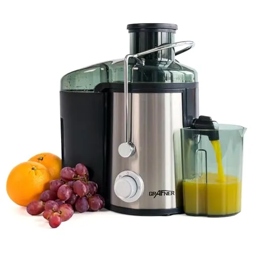 Grafner Express Entsafter - 400 Watt Zentrifugal-Entsafter mit 3 Geschwindigkeitsstufen, großer 65mm Einfüllschacht und 450ml Saftbehälter für vitaminreiche Säfte