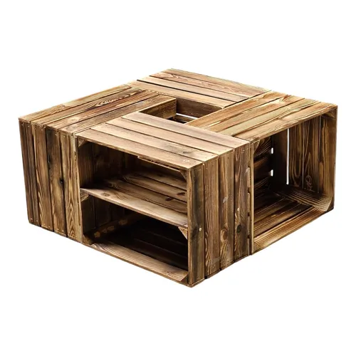 Holzkiste NEU geflammt 50 x 40 x 30 cm in braun von Teramico