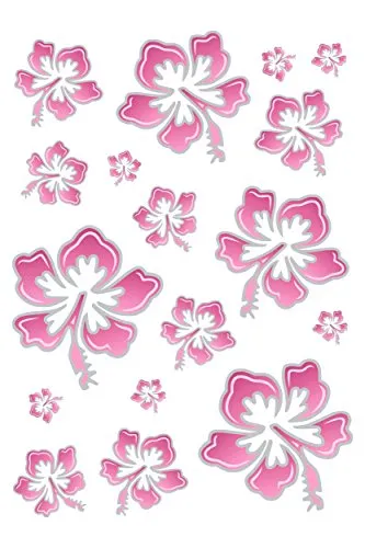 Aufkleber Hibiskusblüten-Set, 300 x 200 mm, rosa/silber ~~~~~ schneller Versand innerhalb 24 Stunden ~~~~~