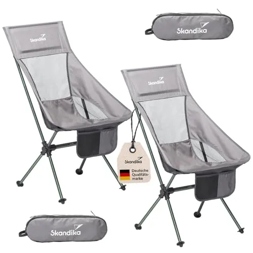 Skandika Campingstuhl Compact bis 150 kg | Faltstuhl 2er Set, leicht und stabil, klappbar für Garten und Camping - Der Skandika Campingstuhl Compact ist leicht, stabil und schnell aufbaubar. Mit einem Packmaß von nur 48 x 14 x 13 cm ist er ideal für unterwegs und bietet hohen Sitzkomfort durch die extra Polsterung.
