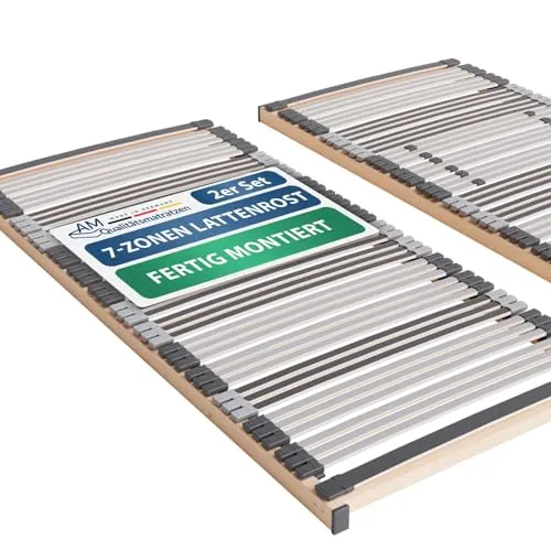 AM Qualitätsmatratzen Ergonomischer 7-Zonen Lattenrost 160x190 cm - Lattenroste für optimalen Schlafkomfort, fertig montiert mit 44 flexiblen Leisten und individueller Festigkeitsverstellung für beste Unterstützung in der Lendenzone.