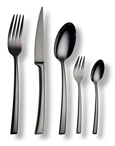 Echtwerk EW-BS-3010S Tafelbesteck Avelino/Shiny-Black Edition, 30-teilig für 6 Personen - Elegantes 30-teiliges Besteck-Set für 6 Personen aus hochwertigem Edelstahl 18/10. Perfekt für besondere Anlässe. Inklusive stilvoller Aufbewahrungskassette. Rostfrei und spülmaschinengeeignet.