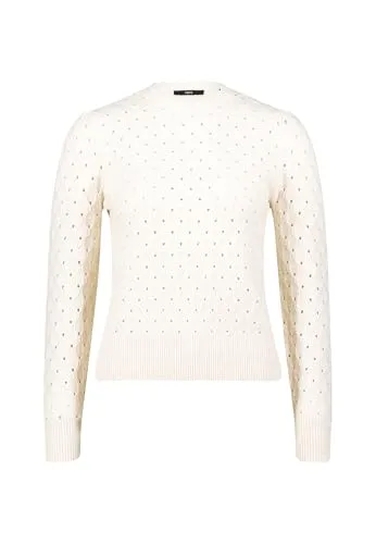zero Damen Pullover mit Lochstrickmuster 44, Eggnog