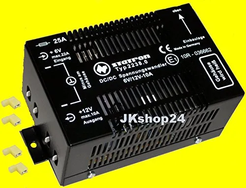 SPANNUNGSWANDLER 6 V/DC in 12 V/DC | Spannung-Umwandler 10A mit 4X Crimp-Klemmen | DCDC-KONVERTER Gleichspannung-Wandler mit E1/ECE-Zulassung | 2238.0/4C