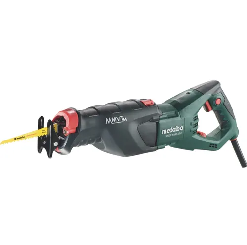 METABO Säbelsäge SSEP 1400 MVT - Leistungsstarke Säbelsäge mit Kunststoffkoffer - Sägen - Effiziente Säbelsäge mit 1400 Watt Leistung, ideal für präzise Schnitte und einfache Handhabung im Heimwerkerbereich.