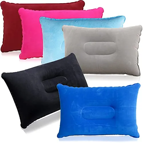 Senteen Aufblasbares Camping Kissen, 6pcs Sandstrand Kopfkissen Wasserfest Selbstaufblasendes Kissen Ultraleicht Reisekissen Komprimierbar für Büro Wochenendausflug Strandurlaub Zelturlaub (34x22CM)