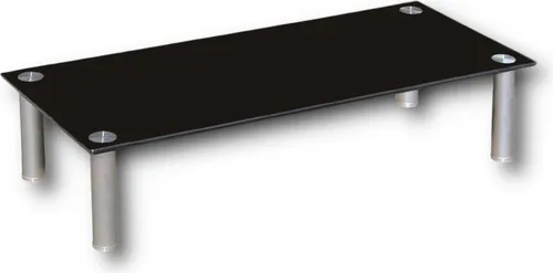 HOOZ TV-Aufsatz aus Schwarzglas mit Aluminiumfüßen – Erhöhung und Ablage 100x35cm