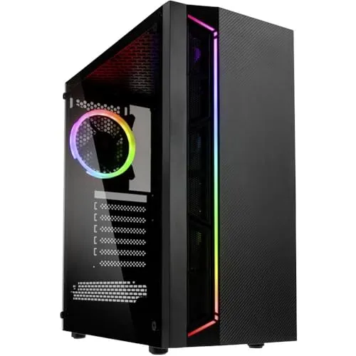 Kolink INSPIRE K7 Midi-Tower Gaming-Gehäuse - Schwarz - PC-Gehäuse mit modernem Design und hervorragender Belüftung für optimale Kühlung während intensiven Gaming-Sessions.