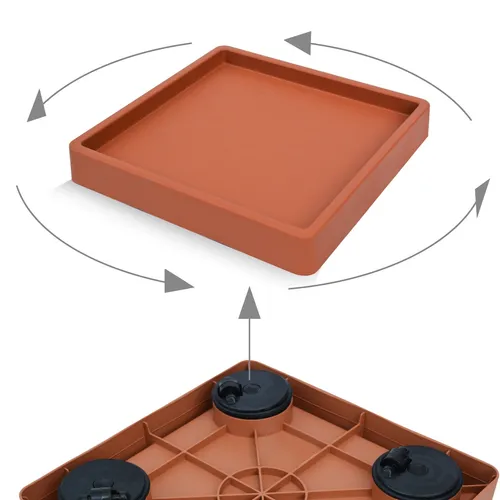 CONCAVE SQUARE Pflanzenroller Blumenroller Rolluntersetzer TERRAKOTTA 30x30 cm