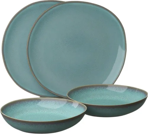 like. by Villeroy & Boch Lave glacé Tafelset 4-tlg. in türkis von Villeroy & Boch