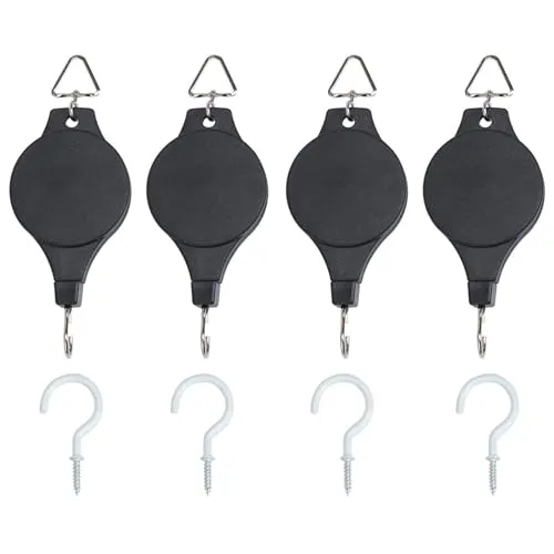 Fippy Pflanzenrollen Haken Set – 4 Stück für hängende Blumenampeln