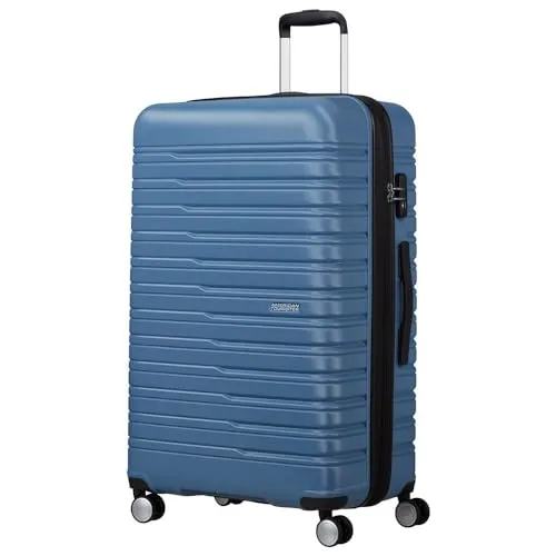AmericanTourister Flashline Spinner Koffer 78cm Blau - XL Hartschalenkoffer mit 109 Litern Volumen und TSA-Zahlenschloss. Ideal für Reisen, leicht und robust mit 4 drehbaren Rollen für müheloses Manövrieren.