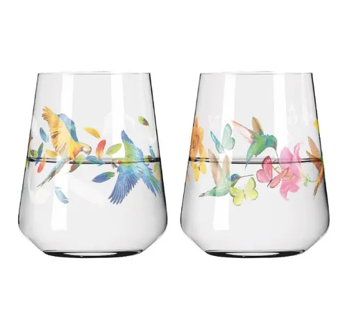 Ritzenhoff Gläser-Set Sommerrausch Allroundglas 2er Set - Elegante Kristallgläser, ideal für jeden Anlass, Höhe 13.4 cm, Breite 9.8 cm, bringen Frische in Ihre Tischdekoration.