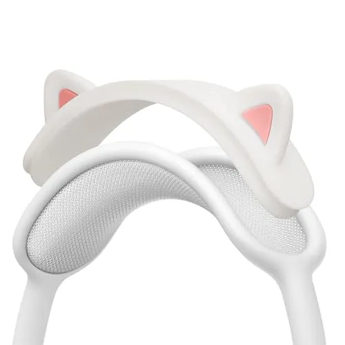 kwmobile Katzenohren Kopfband Abdeckung kompatibel mit Apple AirPods Max - Cat Ear Stirnband Polster - Kopfhörer Aufsatz in Weiß Pink