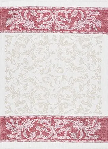 KRACHT Geschirrtuch Jacquard Halbleinen Paisley Rot 50x70 cm