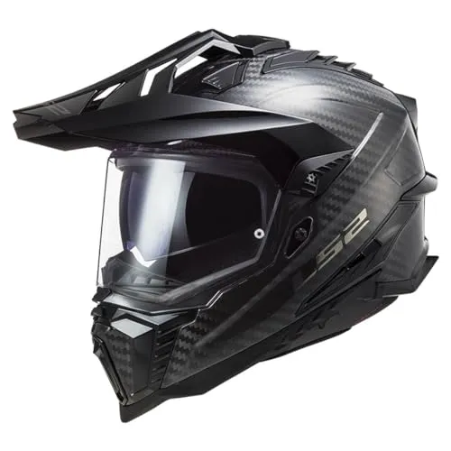 LS2 MX701 Explorer Carbon Helm XL, schwarz - Motorradhelm mit kratzfestem Visier und Twin Visor System, bietet optimalen Schutz und hohen Tragekomfort dank hypoallergenem Innenfutter.