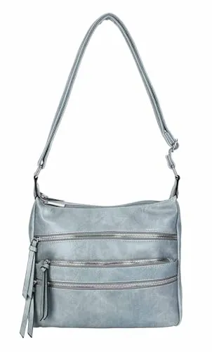 Damen Tasche Shopper Schultertasche Umhängetasche Crossover Crossbody Henkeltasche Beuteltasche Handtasche City Bag Reise Kunst-Leder Jeansblau V1