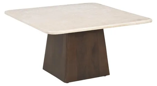 Couchtisch Bottecino 75x75x32 cm aus Mangoholz und Marmor - Eleganter Couchtisch aus Marmor und Mangoholz für Ihr Wohnzimmer. Mit modernem Stil und großzügiger Ablagefläche ist er ein echter Blickfang und passt perfekt in jede Wohnlandschaft.