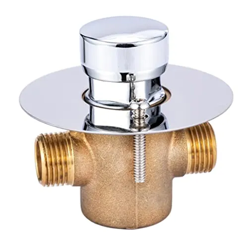 GOLDMAN SERVICE Verchromter Wasserhahn mit zeitgesteuertem kurzem Wasserauslauf, wassersparend, automatischer Verschluss mit Zierleiste, M-M 1/2 Zoll