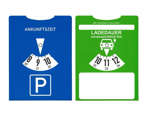 Best Offer Parkscheibe Parkscheibe für E-AUTO mit rückseitiger Ladedaueranzeige