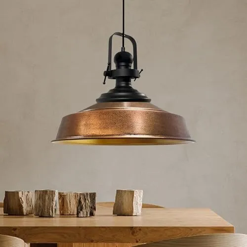 bamyum Asletl Hängelampe Industrial Kupferfarbe Ø40 cm - Lampen für jeden Raum, moderne Pendelleuchte im Vintage-Stil mit Höhenverstellbarem Kabel für individuelle Anpassung und einzigartigen Industrie-Look.