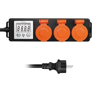 LogiLink Energiekostenmessgerät EM0008, 1 einstellbarer Stromtarif, IP 44, 3-fach Leiste