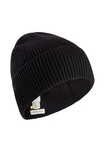 camel active Herren Beanie - Baumwoll-Kaschmir Mix in Schwarz - Strickmütze für Herren aus einem angenehmen Baumwoll-Kaschmir-Mix, bietet warme Gemütlichkeit und perfekten Sitz durch umgeschlagenen Saum. Ideal für kühle Tage!