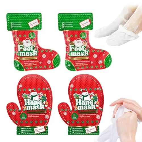 Set mit Handmasken, Weihnachts-Fußmaske, 2 Stück Peeling-Maske, 2-teiliges Set Pflege für Hände und Füße, reparierende Pflege als Geschenk für trockene, rissige und empfindliche Haut