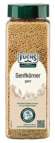 Fuchs Professional - Senfkörner ganz | Gewürz für eingelegtes Gemüse | Mit praktischem Streuaufsatz | 700 g im großen Streuer