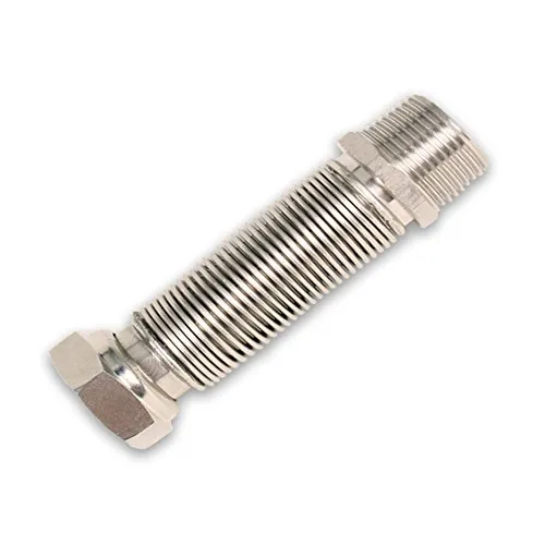 1500mm Ausziehbares Wellrohr AG-flachdichtend - Sanitärinstallation: Flexibles Wellrohr von 750 bis 1500 mm, ideal für einfache und sichere Verbindungen in der Sanitärtechnik.