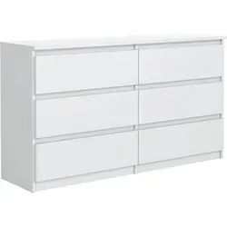 Mobelsta Kommode Weiß, 6 Schubladen, Modernes Design