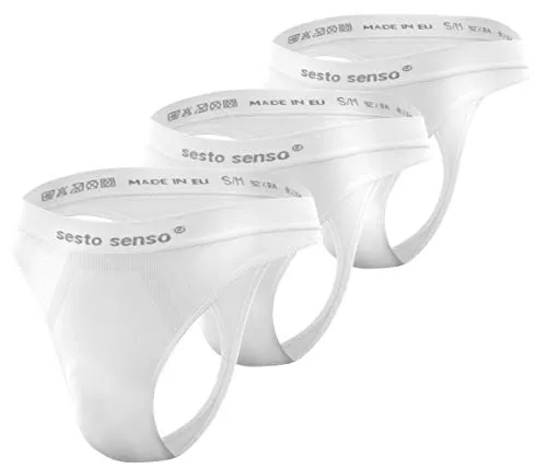 sesto senso Herren Nahtlos String Sexy Thong 3 Pack G-Strings Tanga L/XL Weiß