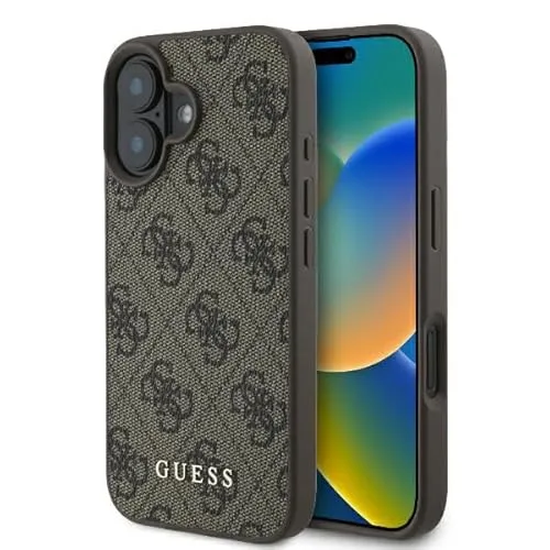 Guess GUHCP16MG4GFBR iPhone 16 Plus Hardcase - Elegante Braun - Handyhülle aus der exklusiven Guess 4G Classic Kollektion, bietet stilvollen Schutz und perfekten Sitz für dein iPhone 16 Plus 6.7