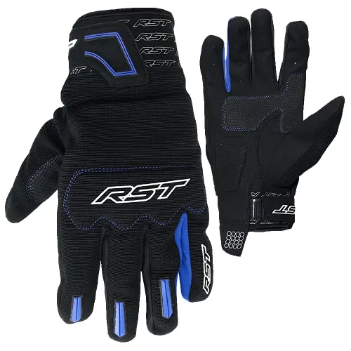 RST Rider Motorradhandschuhe, schwarz-blau, Größe L für Männer - Motorradhandschuhe aus Synthetik-Hybrid und Mikrofaser, mit vorgeformten Fingern für optimalen Komfort und Bewegungsfreiheit beim Fahren.